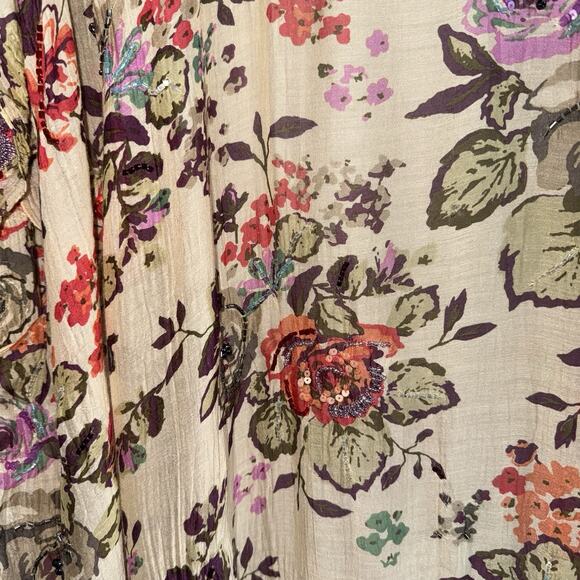 Aratta Silent Journey Hand-Beaded Floral Kimono Duster Topper Open Boho FLAWED - Picture 8 of 14